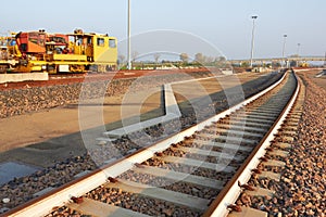 Railroad track construction site