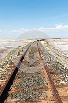 Railroad track and desert