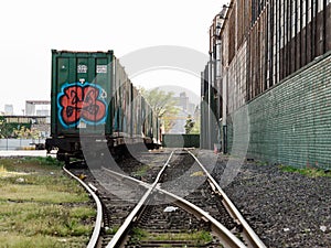 Railroad track in an industrial area of East Williamsburg, Brooklyn, New York City photo