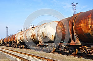 Railroad track with old wagons