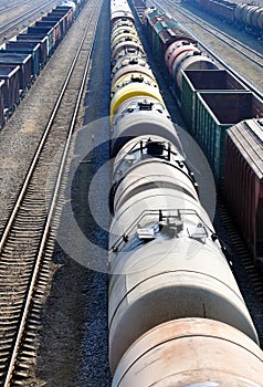 Railroad track with old wagons