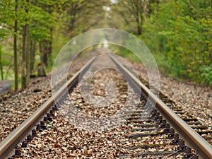 Railroad track out of service in autumn