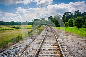 Railroad track in rural Carroll County, Maryland.