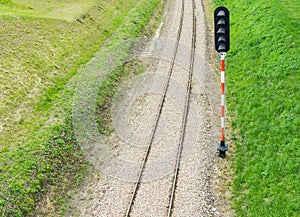 Railroad track and semaphore