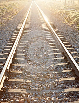 Railroad track sunlit