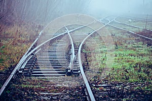 Railroad Track Switches in fog