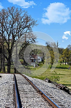 Railroad track in a valley in Tennessee