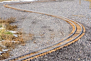 Railroad track viewed on a sunny winter day