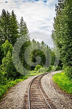 Railroad track in the wilderness of Alaska