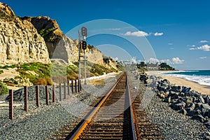 Railroad tracks along the beach