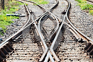 Railroad tracks as a symbol of life's choices. Point of bifurcation