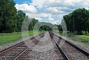 Railroad tracks on the banks of the Mississippi River photo