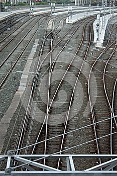 Railroad tracks and catenary