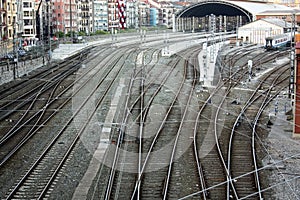 Railroad tracks and catenary