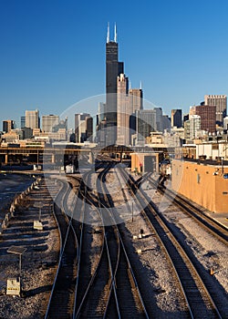 Railroad tracks into Chicago
