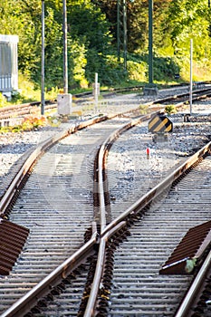 Railroad tracks close up