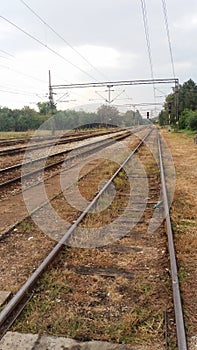 Railroad tracks in the countryside