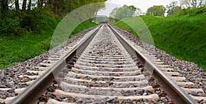 Railroad tracks in the countryside.