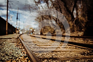 Railroad tracks disappearing into the distance