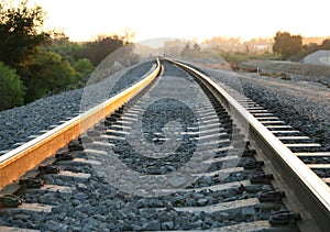 Railroad tracks at dusk