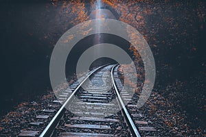 Railroad tracks in the fall