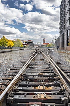 Railroad tracks leading to the old historic Portland train station