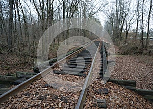 Railroad tracks leading to infinity near Jonesboro, Louisiana photo