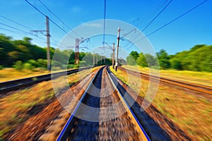 Railroad tracks in motion