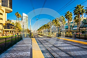 Railroad tracks near the Convention Center, in San Diego, California.
