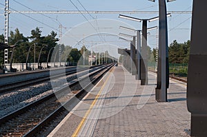 Railroad tracks and perron