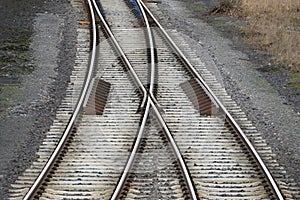 Railroad tracks with railroad switch