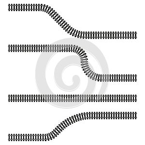 Railroad tracks. Rails and sleepers. Railway train track. Vector illustration. EPS 10.