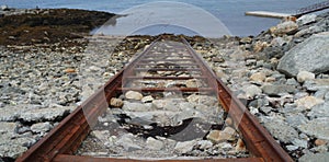 railroad tracks in the sea, Nuuk, Greenland