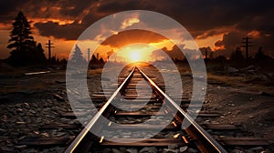 Railroad tracks during sunset