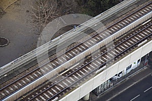 Railroad tracks top view urban transportation infrastructure object