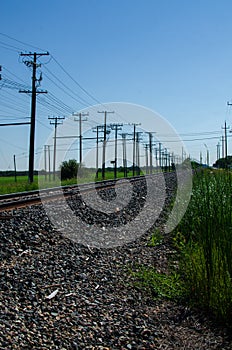 Railroad tracks in Winnipeg on a bright summer day