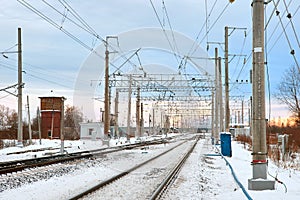 Railroad tracks in winter