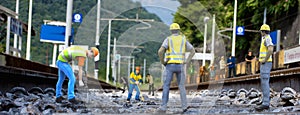 Railroad tracks workers