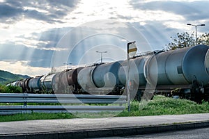 Railroad train of tanker cars