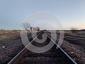 Railroad Train Tracks at Sunset in Illinois