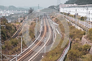 Railroad, train tracks.
