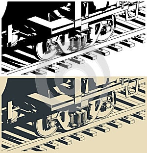 Railroad wagon freight bogie close-up