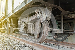 Railroad wheel on rail for transport