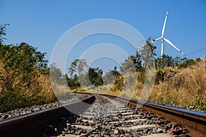 Railroad and wind turbine