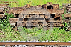 Railroad wooden track ties