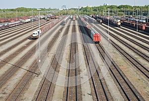 Railroad Yard with New Automobiles photo