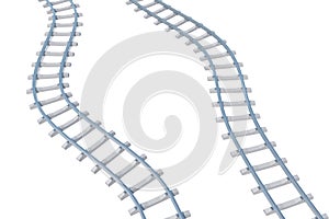 Railroads aerial view isolated on white background. 3d illustration