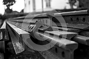 Rails from an abandoned train station in Portugal