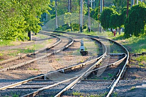 The rails and the arrow for the railway, the fork of the road.