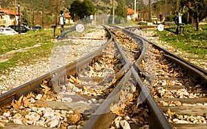 Rails of famous Diakofto-Kalavrita railway